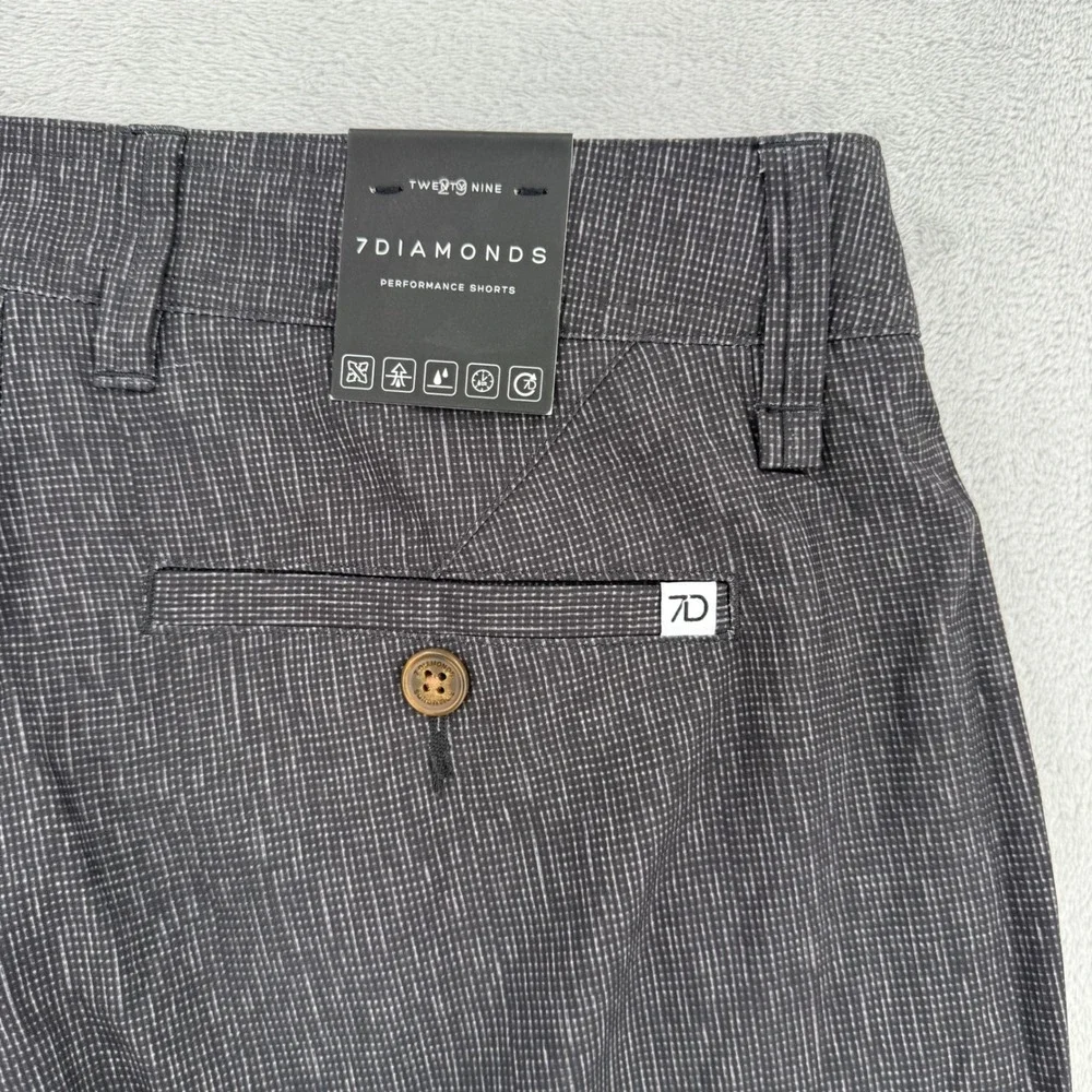 7 Diamonds Zion Performance Strech Shorts Mens 29 Grey Micro Pattern Golf